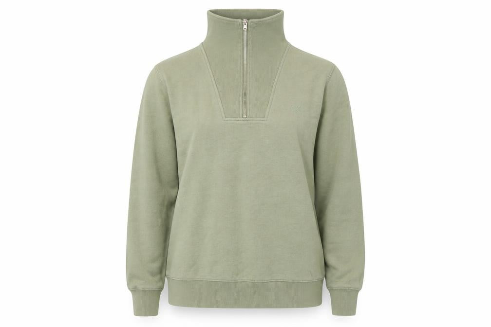 Crew Clothing Company Women’s Green UK 10 1/4 Zip Henley Sweatshirt