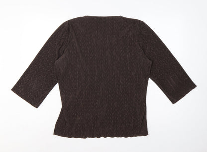 Windsmoor Women’s Brown M Wrap Blouse 3/4 Sleeve Beaded V-Neck