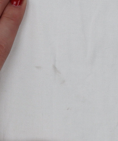 Lands' End Women White UK 14 Classic Short Sleeve Button-Up Shirt