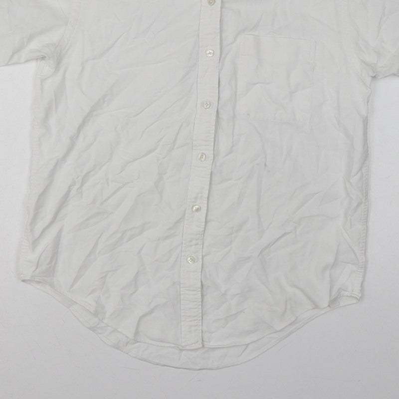 Lands' End Women White UK 14 Classic Short Sleeve Button-Up Shirt