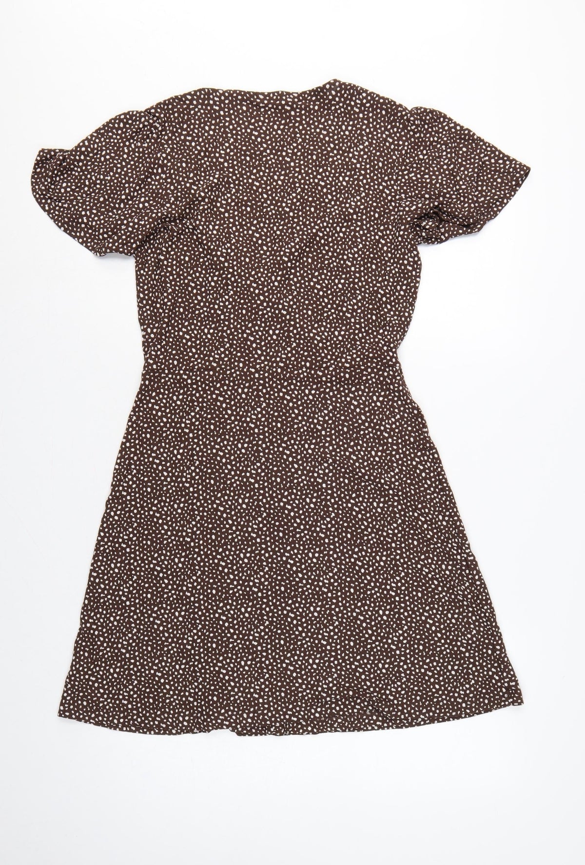 Next Women Brown Animal Print Wrap Dress UK 10 Knee Length Stretch