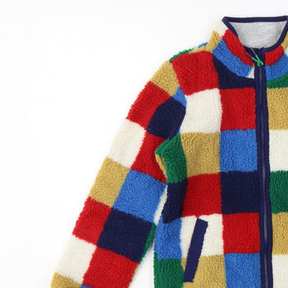 Mini Boden Girls Multicoloured 8-9 Years Patchwork Fleece Zip Jacket