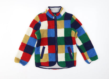 Mini Boden Girls Multicoloured 8-9 Years Patchwork Fleece Zip Jacket