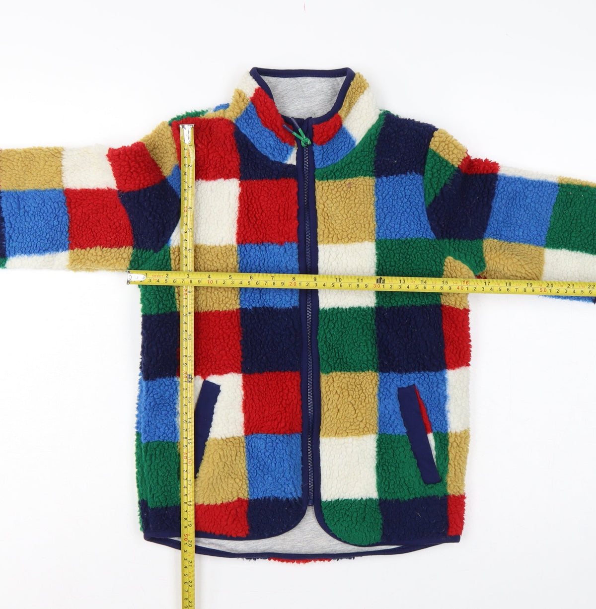 Mini Boden Girls Multicoloured 8-9 Years Patchwork Fleece Zip Jacket