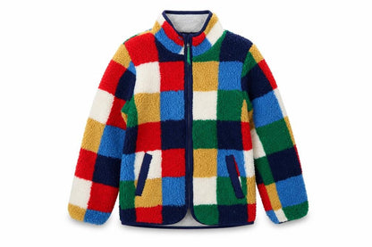 Mini Boden Girls Multicoloured 8-9 Years Patchwork Fleece Zip Jacket