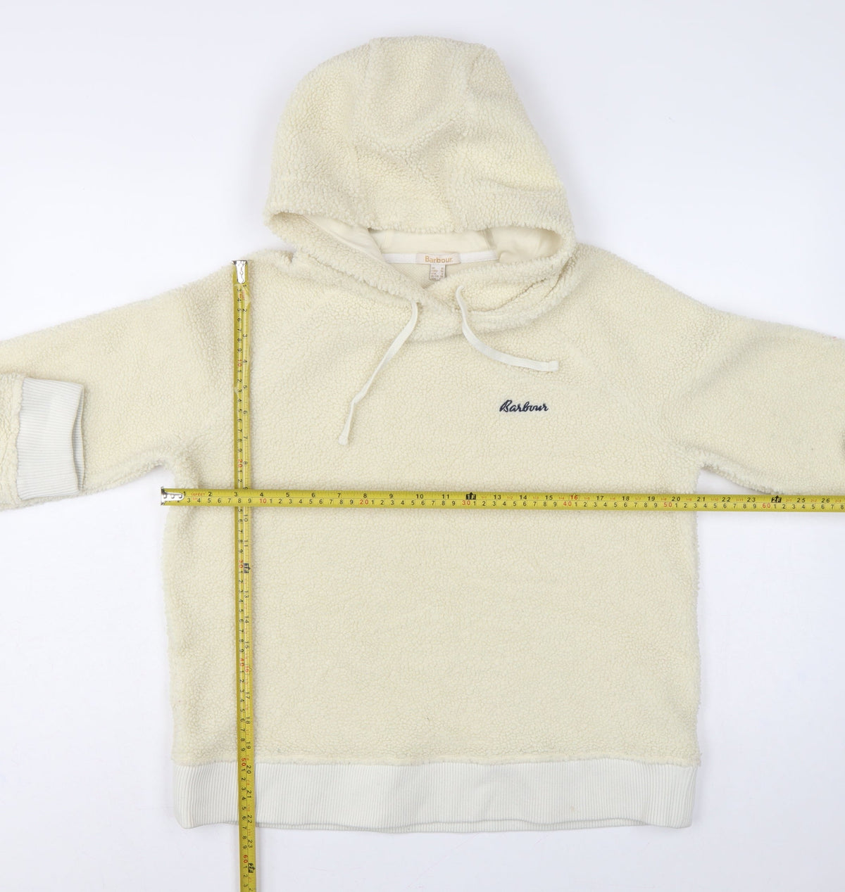 Barbour Women’s Ivory UK 10 Pullover Teddy Fleece Logo Hoodie