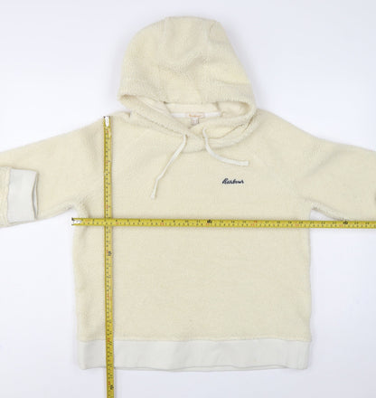 Barbour Women’s Ivory UK 10 Pullover Teddy Fleece Logo Hoodie