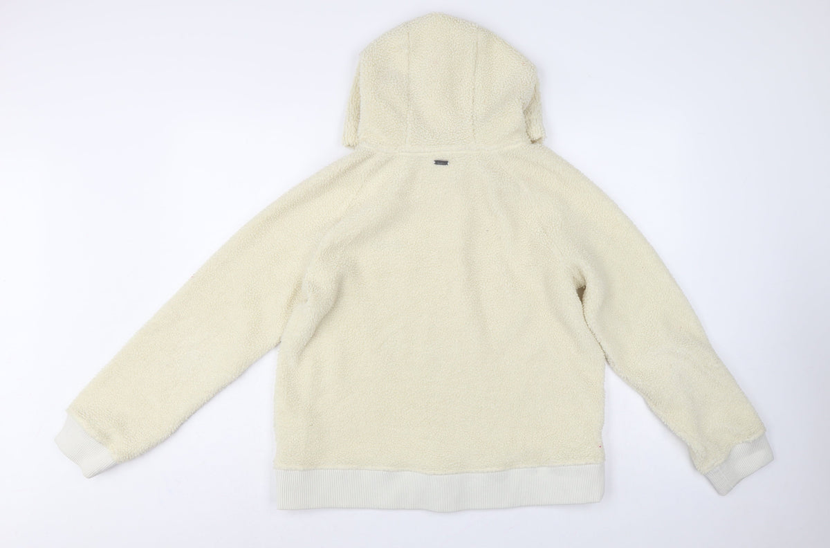 Barbour Women’s Ivory UK 10 Pullover Teddy Fleece Logo Hoodie