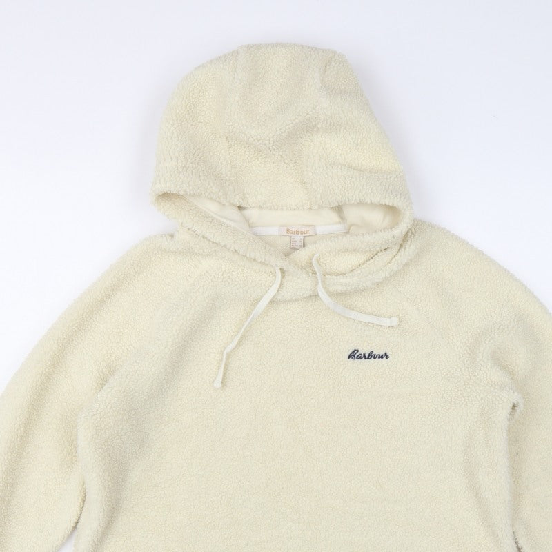 Barbour Women’s Ivory UK 10 Pullover Teddy Fleece Logo Hoodie