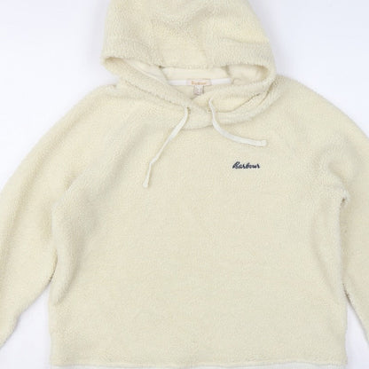 Barbour Women’s Ivory UK 10 Pullover Teddy Fleece Logo Hoodie