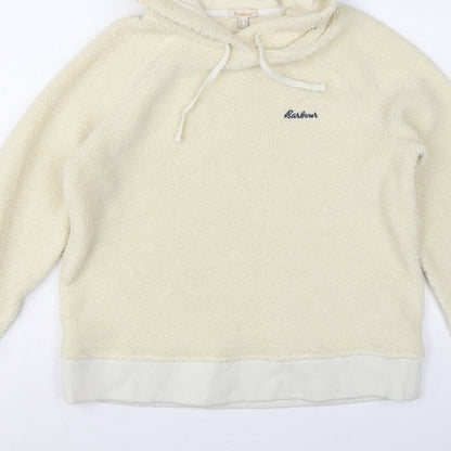 Barbour Women’s Ivory UK 10 Pullover Teddy Fleece Logo Hoodie