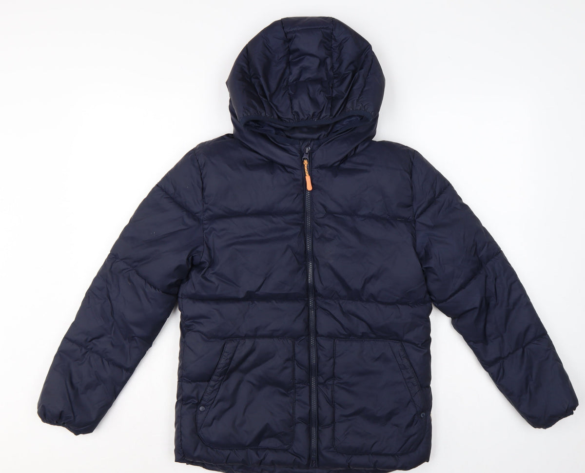 Mango Girls Navy Blue 11-12 Years Hooded Padded Puffer Jacket