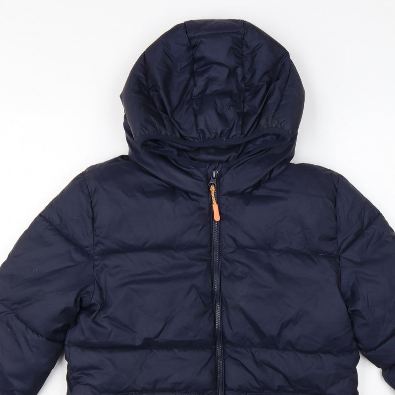 Mango Girls Navy Blue 11-12 Years Hooded Padded Puffer Jacket