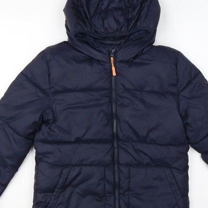 Mango Girls Navy Blue 11-12 Years Hooded Padded Puffer Jacket