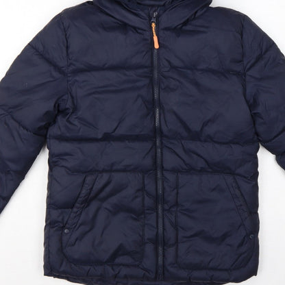 Mango Girls Navy Blue 11-12 Years Hooded Padded Puffer Jacket