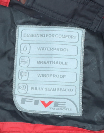 Five Seasons Men's Red Black S Waterproof Windbreaker Hooded Jacket