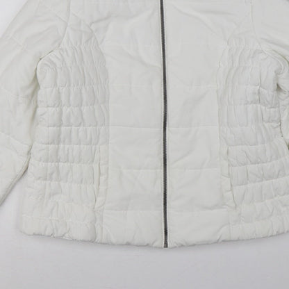Marks and Spencer Women White L Puffer Jacket Quilted Full Zip