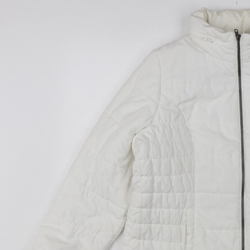 Marks and Spencer Women White L Puffer Jacket Quilted Full Zip