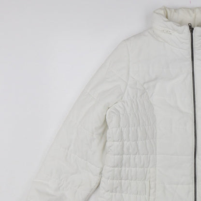 Marks and Spencer Women White L Puffer Jacket Quilted Full Zip