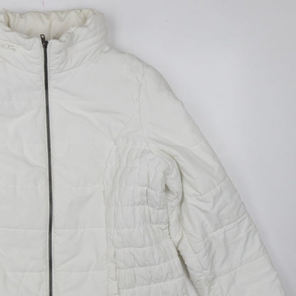 Marks and Spencer Women White L Puffer Jacket Quilted Full Zip