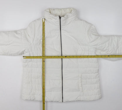 Marks and Spencer Women White L Puffer Jacket Quilted Full Zip