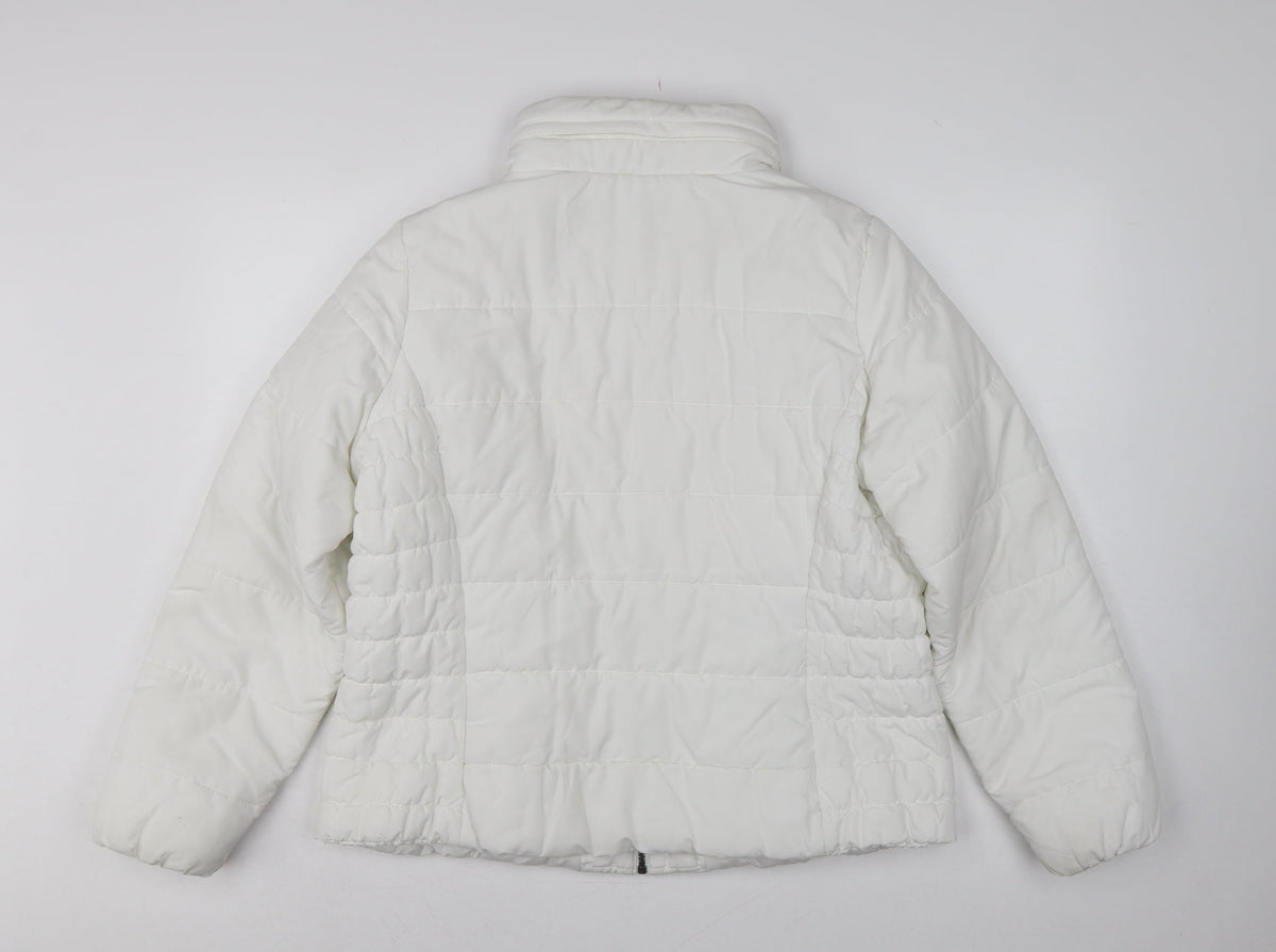 Marks and Spencer Women White L Puffer Jacket Quilted Full Zip