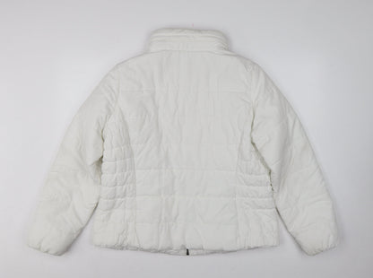 Marks and Spencer Women White L Puffer Jacket Quilted Full Zip