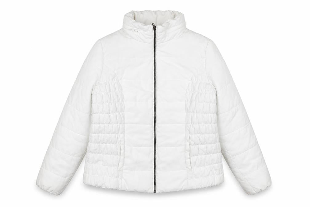 Marks and Spencer Women White L Puffer Jacket Quilted Full Zip