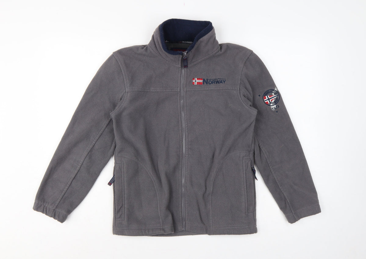 Geographical Norway Boys Grey 12 Years Fleece Full Zip Jacket Logo