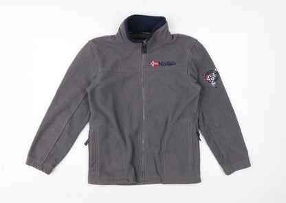 Geographical Norway Boys Grey 12 Years Fleece Full Zip Jacket Logo