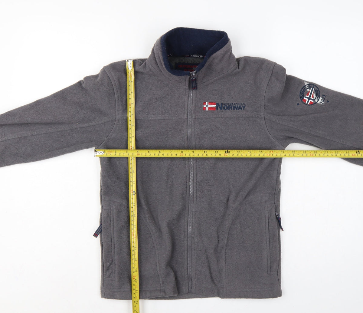Geographical Norway Boys Grey 12 Years Fleece Full Zip Jacket Logo