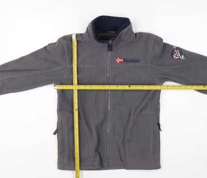 Geographical Norway Boys Grey 12 Years Fleece Full Zip Jacket Logo