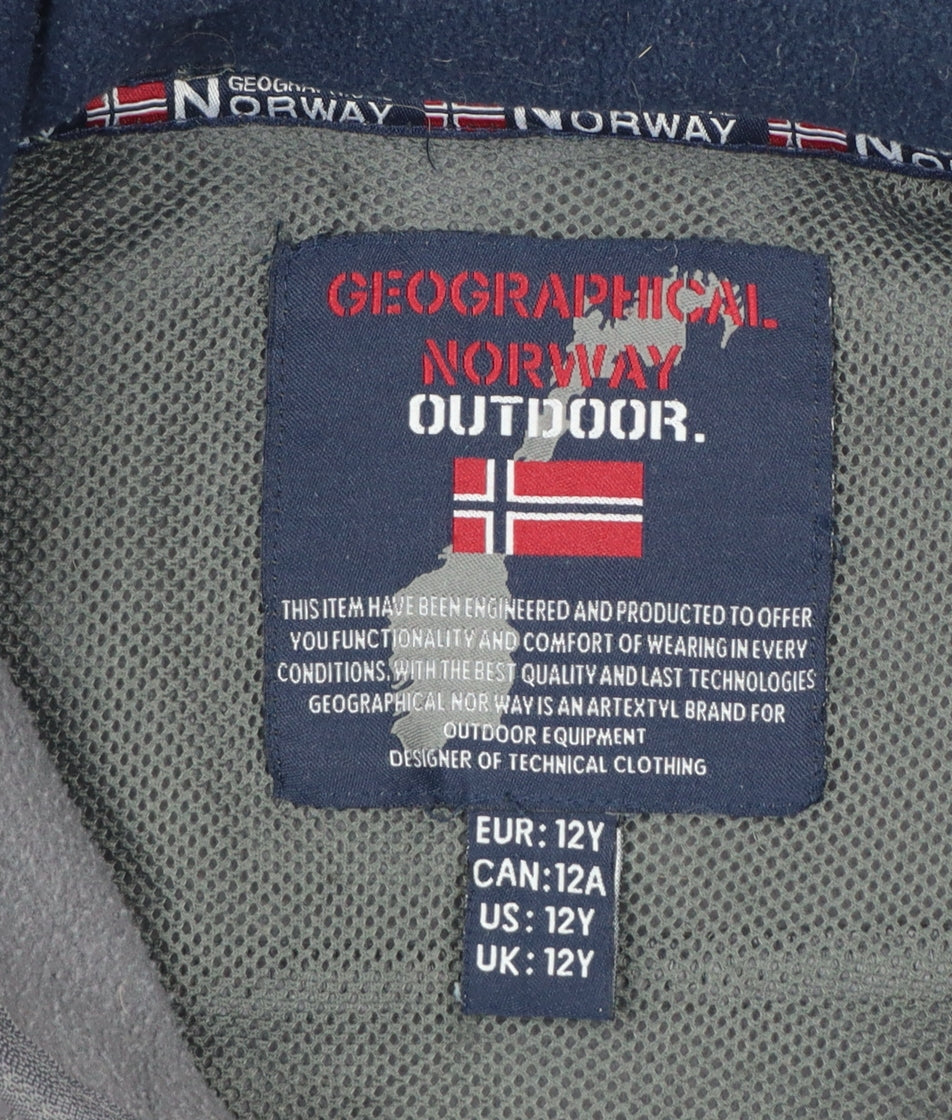 Geographical Norway Boys Grey 12 Years Fleece Full Zip Jacket Logo