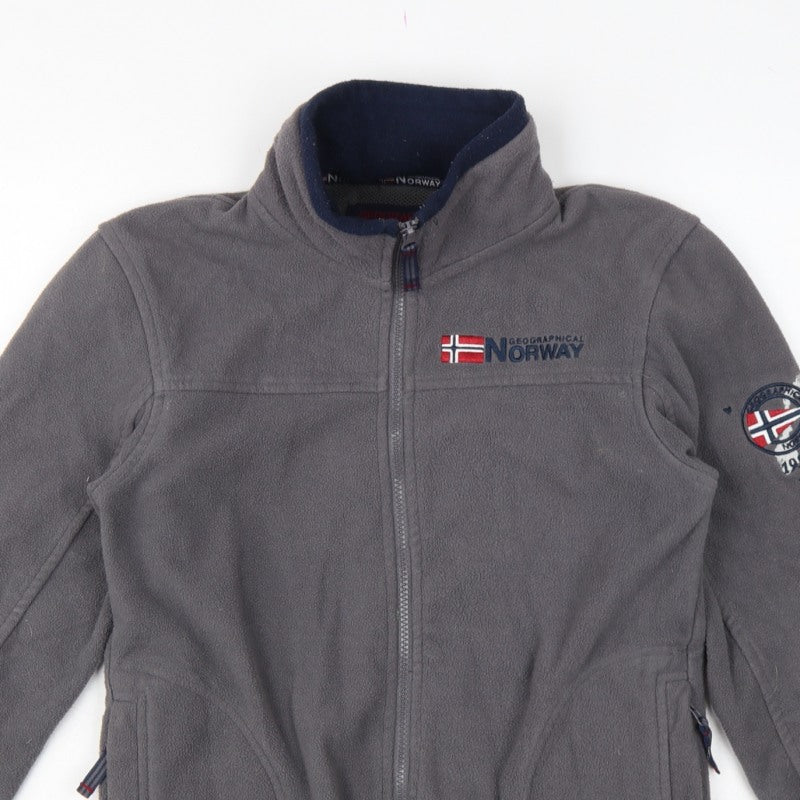 Geographical Norway Boys Grey 12 Years Fleece Full Zip Jacket Logo