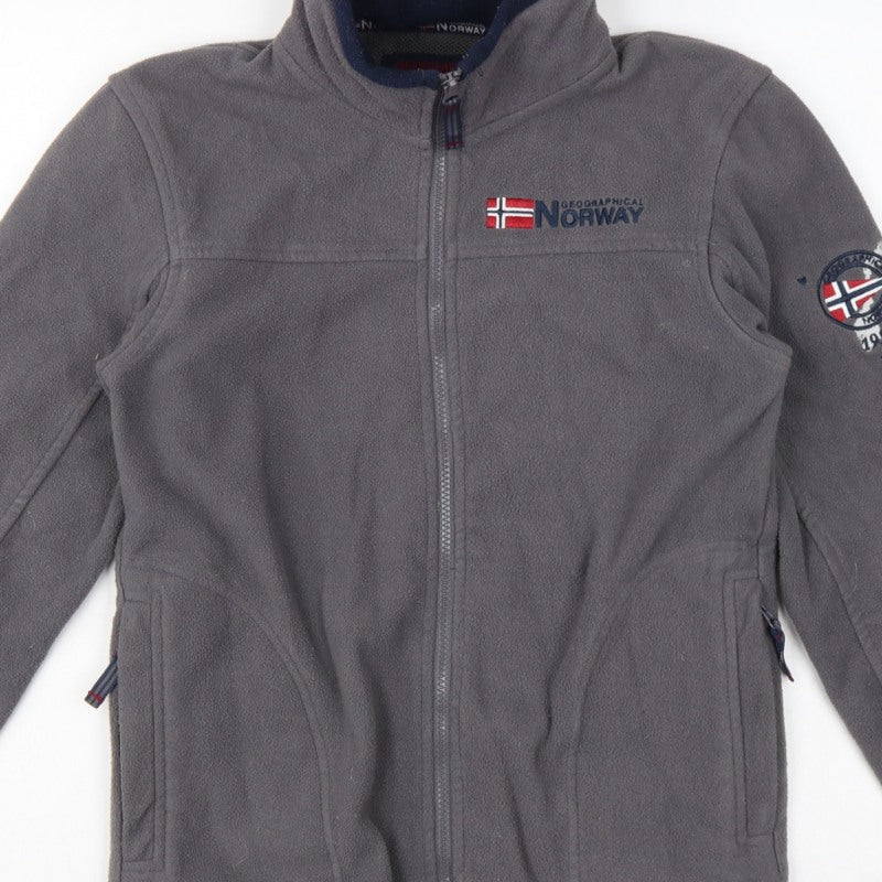 Geographical Norway Boys Grey 12 Years Fleece Full Zip Jacket Logo