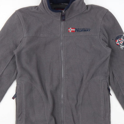 Geographical Norway Boys Grey 12 Years Fleece Full Zip Jacket Logo