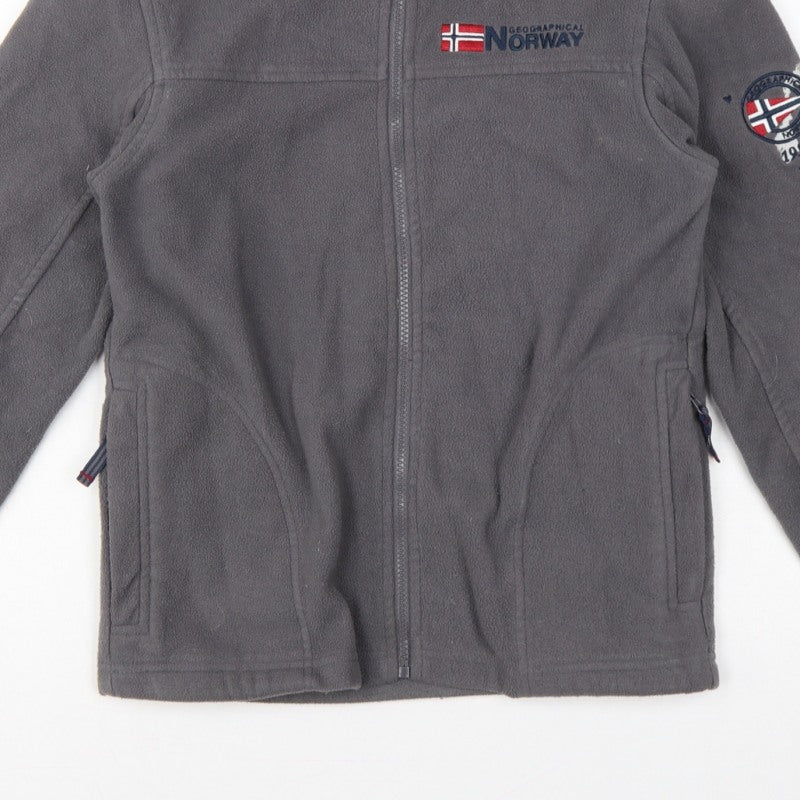 Geographical Norway Boys Grey 12 Years Fleece Full Zip Jacket Logo