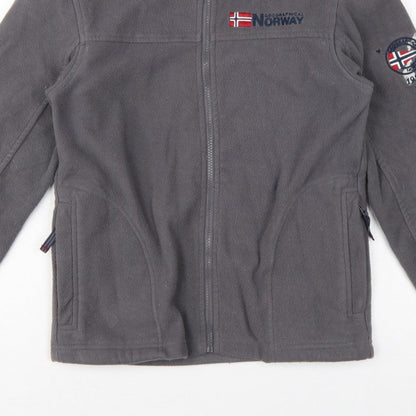 Geographical Norway Boys Grey 12 Years Fleece Full Zip Jacket Logo