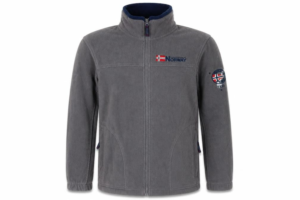 Geographical Norway Boys Grey 12 Years Fleece Full Zip Jacket Logo