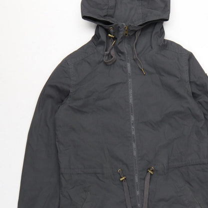 Element Women Black S Hooded Long Parka Cotton Blend Zip Coat