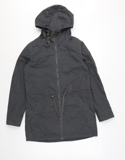 Element Women Black S Hooded Long Parka Cotton Blend Zip Coat