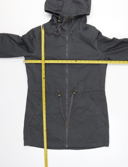 Element Women Black S Hooded Long Parka Cotton Blend Zip Coat