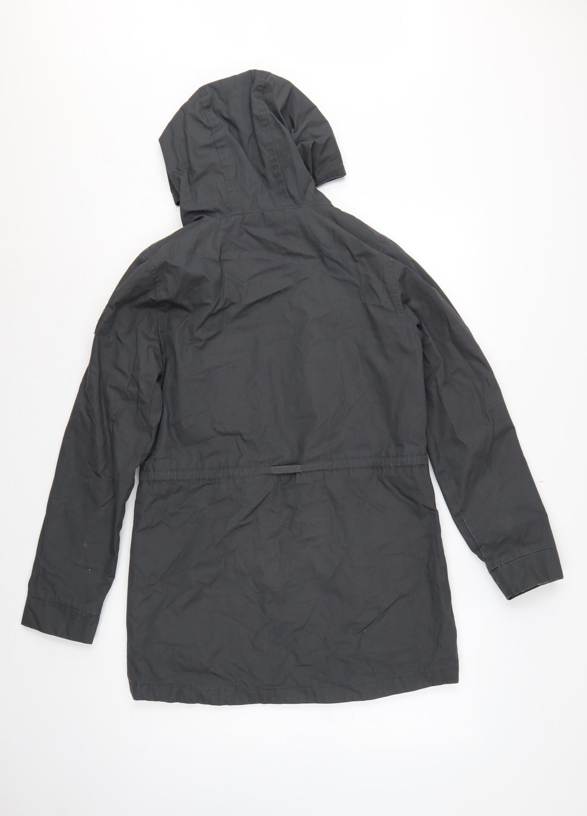 Element Women Black S Hooded Long Parka Cotton Blend Zip Coat