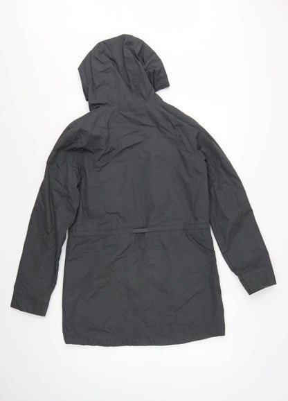 Element Women Black S Hooded Long Parka Cotton Blend Zip Coat