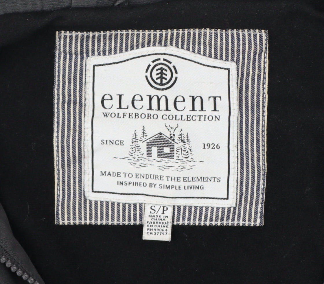 Element Women Black S Hooded Long Parka Cotton Blend Zip Coat