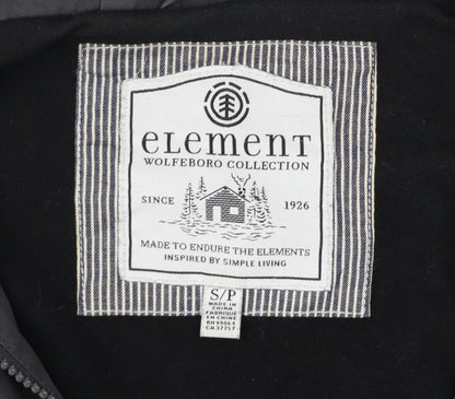 Element Women Black S Hooded Long Parka Cotton Blend Zip Coat