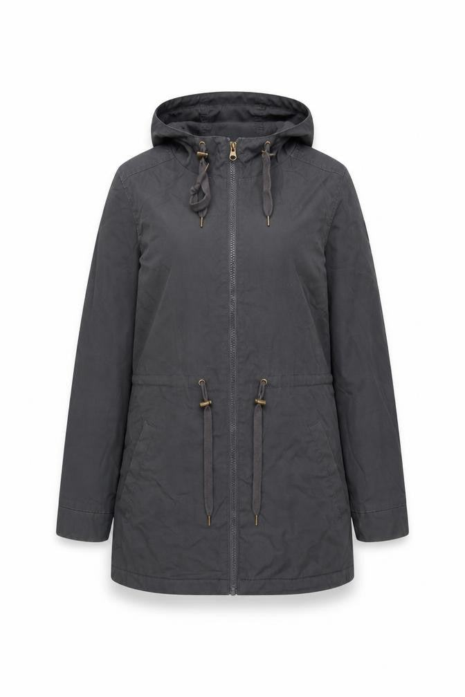 Element Women Black S Hooded Long Parka Cotton Blend Zip Coat