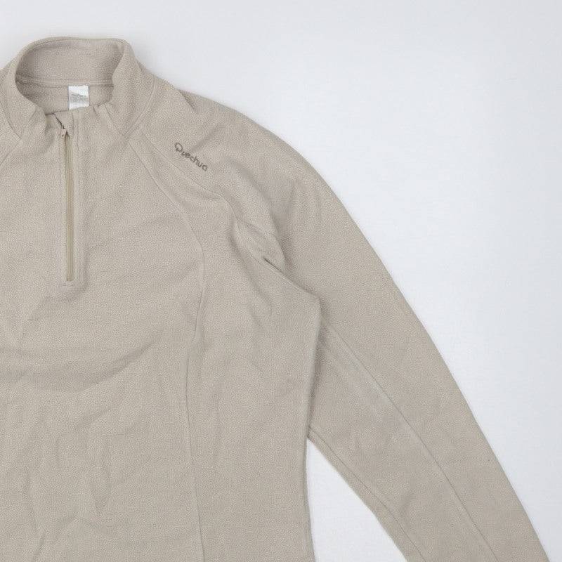 Quechua Women’s Beige M 1/4 Zip Fleece Pullover Hiking Sweatshirt
