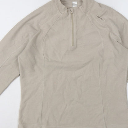 Quechua Women’s Beige M 1/4 Zip Fleece Pullover Hiking Sweatshirt