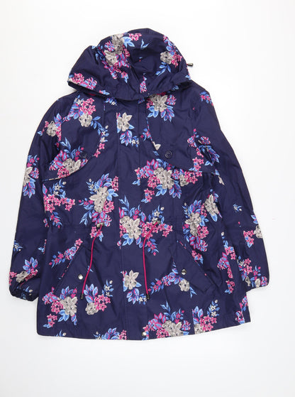 Bonmarché Women’s Blue Floral Hooded Parka Jacket Size 16